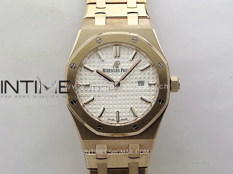 Lady Royal Oak 33mm 67651 RG ZF 1:1 Best Edition White Textured Dial on RG Bracelet RONDA Quartz