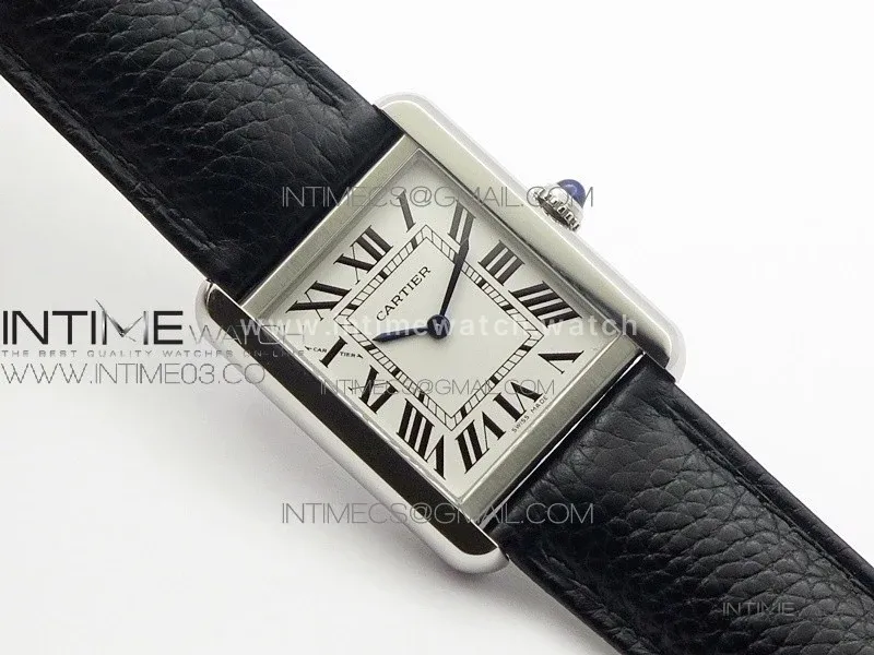 Tank Solo Ladies 25mm SS AF 1:1 Best Edition White Dial on Black Leather Strap Ronda Quartz