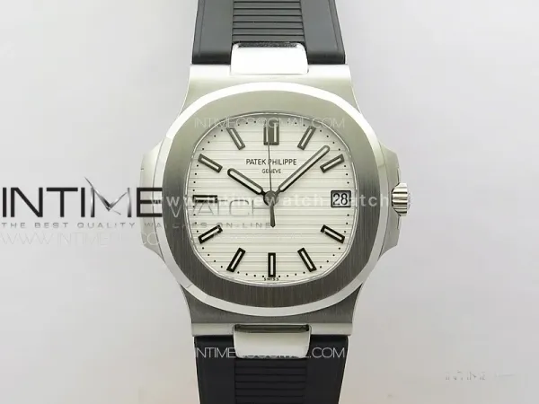 Nautilus Jumbo 5711 Super Replication PPF 1:1 Best Edition White Textured Dial on Black Rubber Strap PPF324