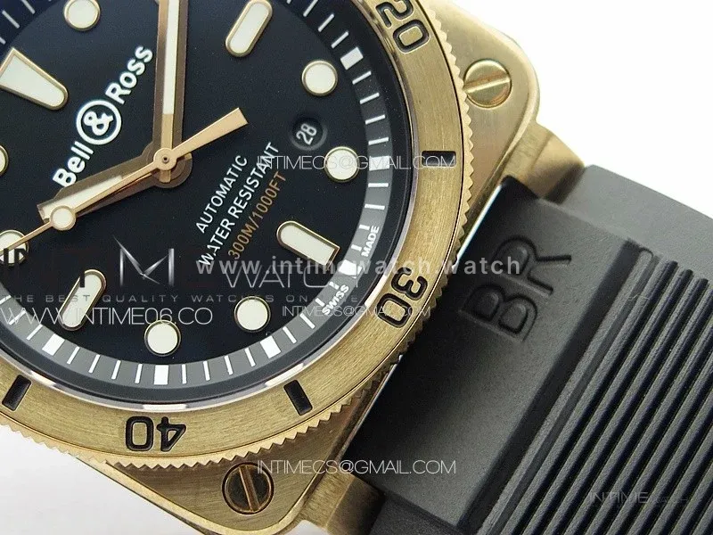 BR 03-92 Diver Bronzo B12 1:1 Best Edition Black Dial on Rubber Strap A2824 (Free Leather Strap And Tool)