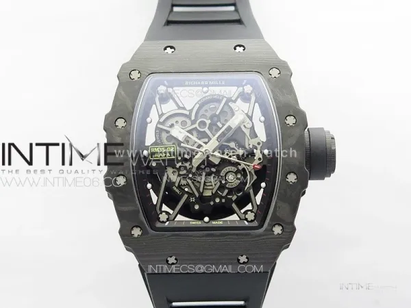 RM 035-02 Rafael Nadal NTPT Carbon on Black Rubber Strap