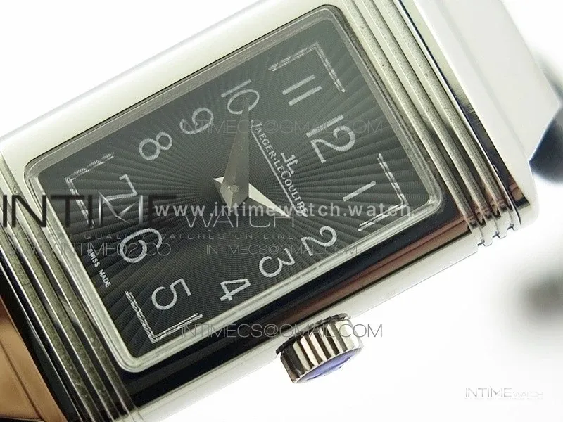Reverso Ultra Thin Duoface SS SWF Gray Dial on Line Black Leather Strap Ronda Quartz