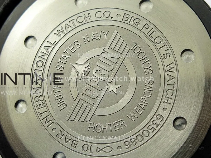 Big Pilot IW329801 Real Ceramic M+F 1:1 Best Edition Black Dial on Black Calfskin Strap SEIKO 8N-24