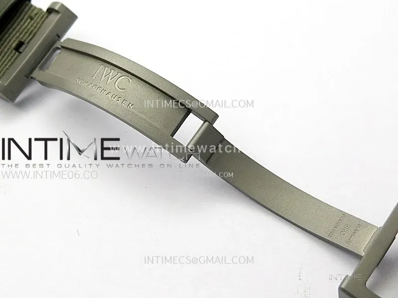 Big Pilot IW329801 Real Ceramic M+F 1:1 Best Edition Black Dial on Green Calfskin Strap SEIKO 8N-24