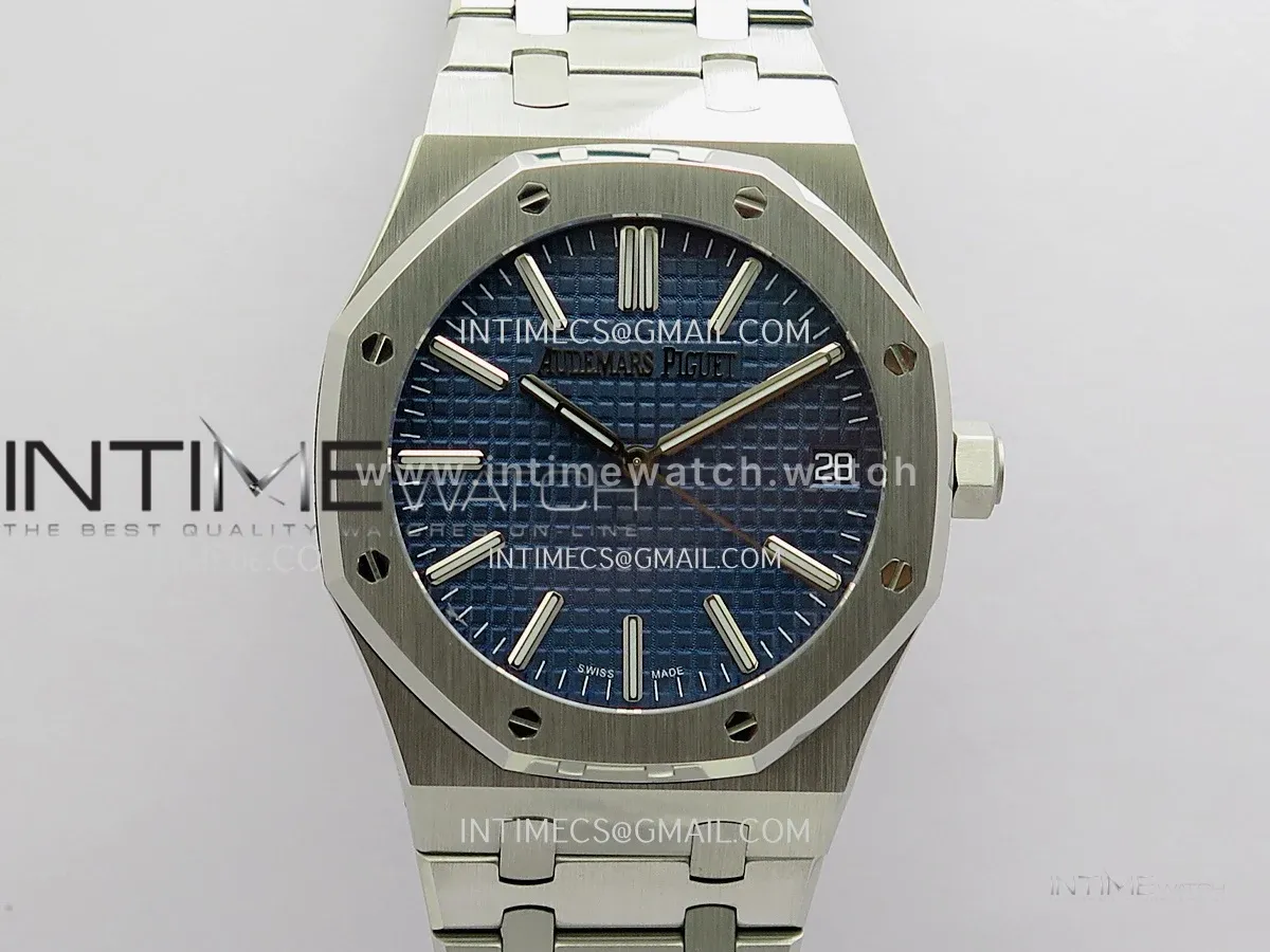 Royal Oak 41mm 15510 SS JF 1:1 Best Edition Blue Dial On SS Bracelet Super Clone DD4302 (Free Sprung Look)