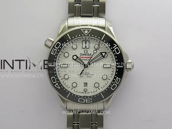 Seamaster Diver 300M Black Ceramic Bezel Free Sprung ORF 1:1  White Dial On SS Bracelet Asian Super Clone 8800