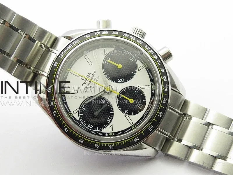 Speedmaster SS HRF 1:1 Best Edition White Dial Black Subdial on SS Bracelet A7750