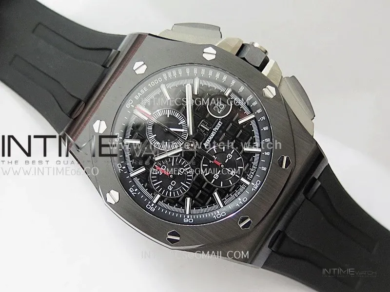 Royal Oak Offshore 44mm Black Ceramic APJF 1:1 Best Edition Black Dial on Black Rubber Strap A3126