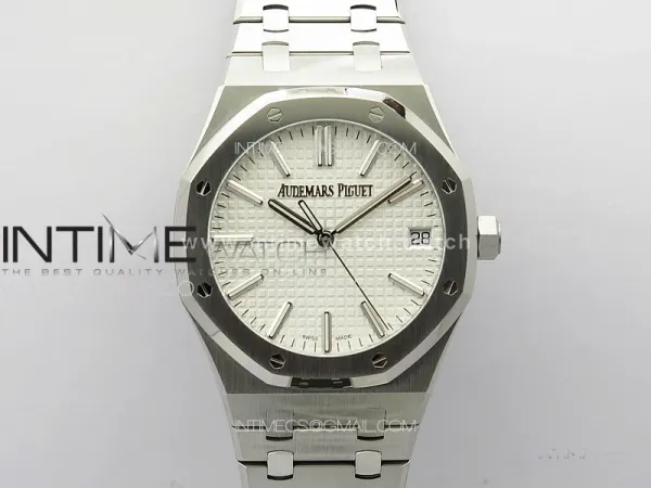 Royal Oak 41mm 15510 50th SS ZF 1:1 Best Edition Silver White Textured Dial on SS Bracelet A4302