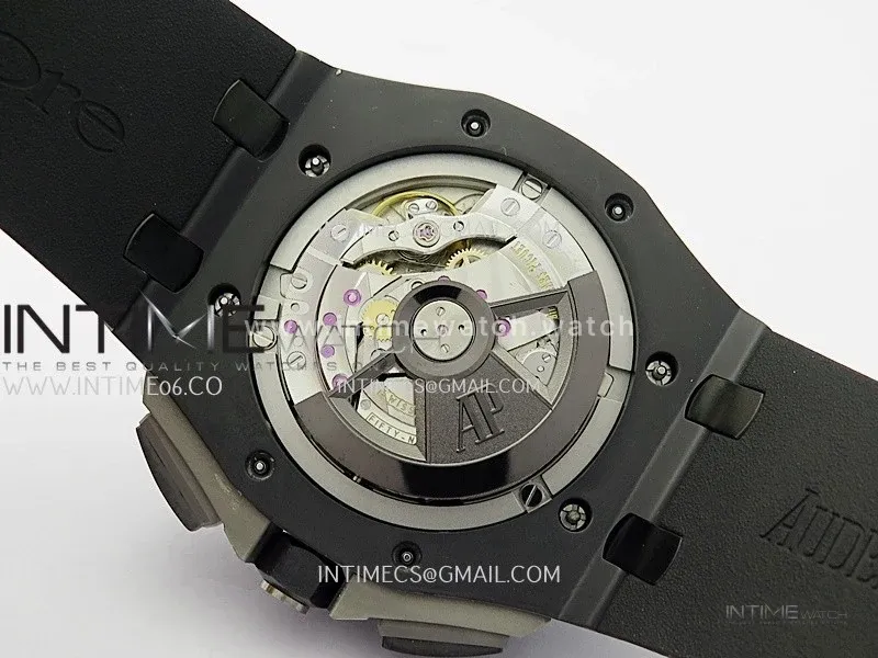 Royal Oak Offshore 44mm Black Ceramic APJF 1:1 Best Edition Black Dial on Black Rubber Strap A3126