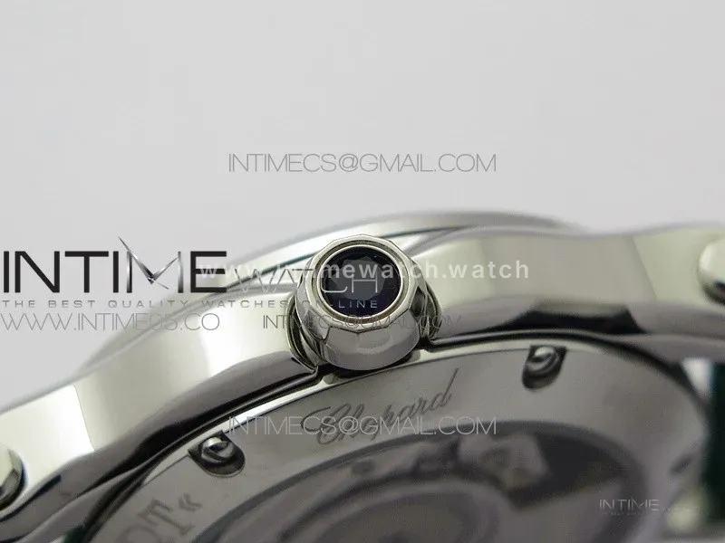 HAPPY SPORT AUTOMATIC SS 36MM YYF 1:1 BEST EDITION WHITE DIAL ON GREEN LEATHER STRAP A2892