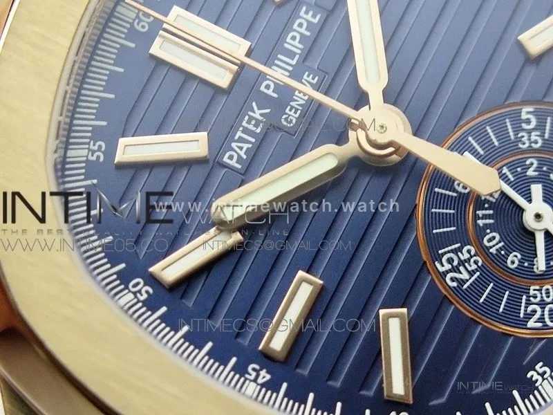 Nautilus 5980 SS/RG 3KF Best Edition Blue Dial on Brown Leather Strap A7750