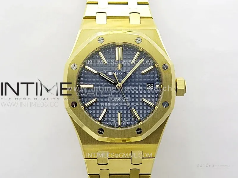 Royal Oak 37mm 15450 YG IPF 1:1 Best Edition Blue Dial on YG Bracelet SA3120 Super Clone