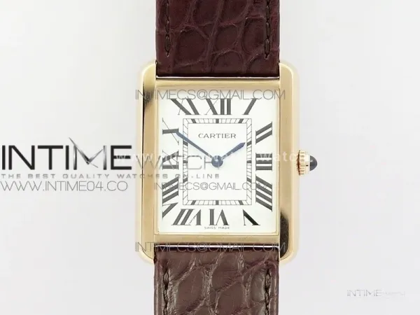 Tank Solo Ladies 28mm RG AF 1:1 Best Edition White Dial on Brown Leather Strap Ronda Quartz
