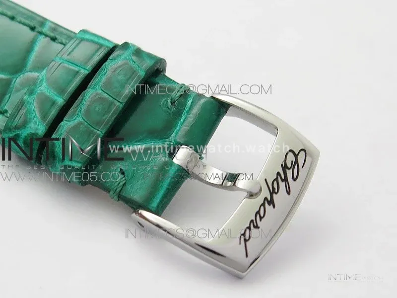 HAPPY SPORT AUTOMATIC SS 36MM YYF 1:1 BEST EDITION WHITE DIAL ON GREEN LEATHER STRAP A2892