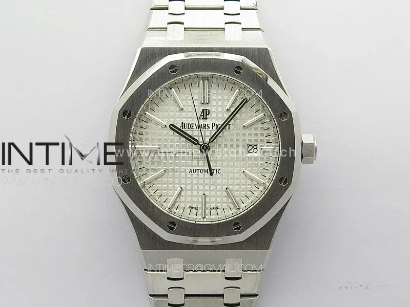 Royal Oak 41mm 15400 SS ZF 1:1 Best Edition Silver Textured Dial on SS Bracelet SA3120 Super Clone