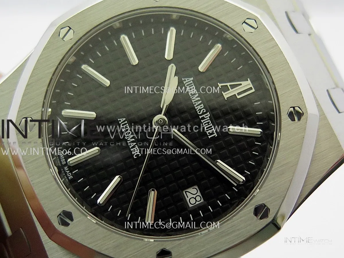 Royal Oak 39mm 15300 SS ZF 1:1 Best Edition Black Textured Dial on SS Bracelet SA3120 Super Clone