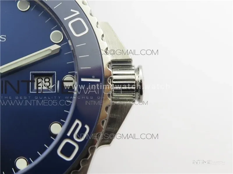 Conquest L3.840.4.56.6 Real Ceramic Bezel SS AF 1:1 Best Edition Blue dial On Rubber Strap A2824