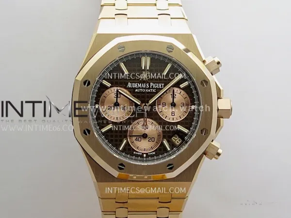 Royal Oak Chrono 26240 RG Gain Weight V2 DDF 1:1 Best Edition Brown Dial RG Bracelet Super Clone DD4401 (SW Dial)