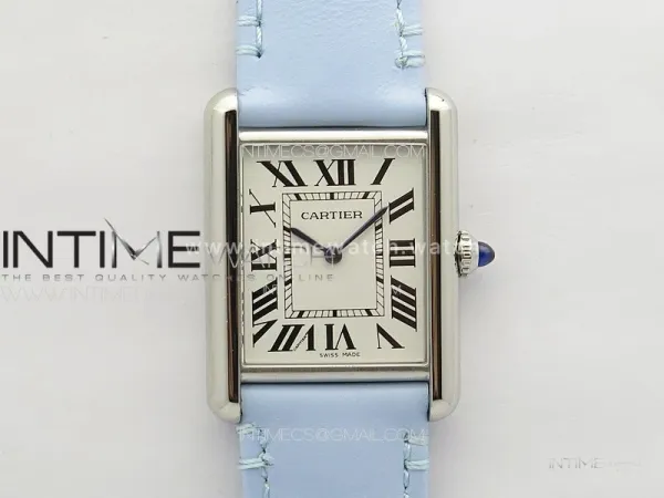 Tank Louis Ladies 25mm SS 8848F 1:1 Best Edition White Dial on Blue Leather Strap Ronda Quartz