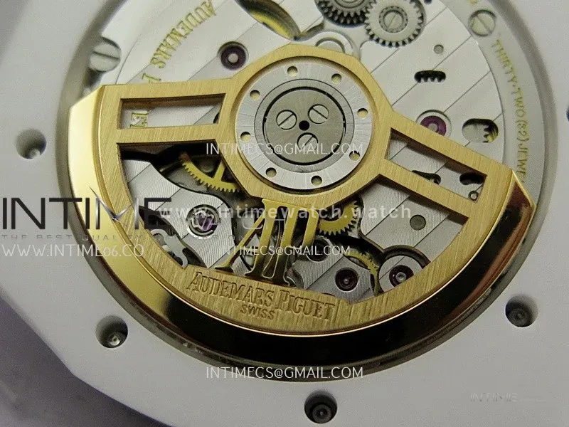 Royal Oak 41mm 15500 White Ceramic ZF Free Sprung 1:1 Silver Textured Dial On White Ceramic Bracelet Super Clone A4302
