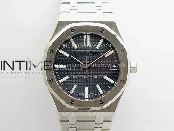 Royal Oak 41mm 15510 SS VSF 1:1 Best Edition Blue Textured Dial On SS Bracelet Super Clone DD4302