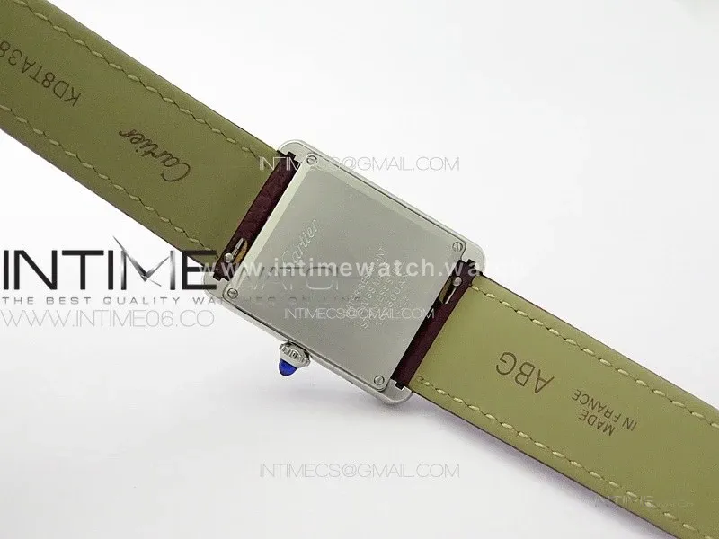 Tank Louis Ladies 25mm SS/Crystal 8848F 1:1 Best Edition White Dial on Dark Red Leather Strap Ronda Quartz
