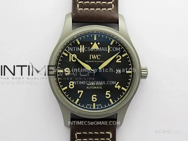 Mark XVIII IW327006 Titanium MZF 1:1 Best Edition Black Dial On Brown Leather Strap A2892