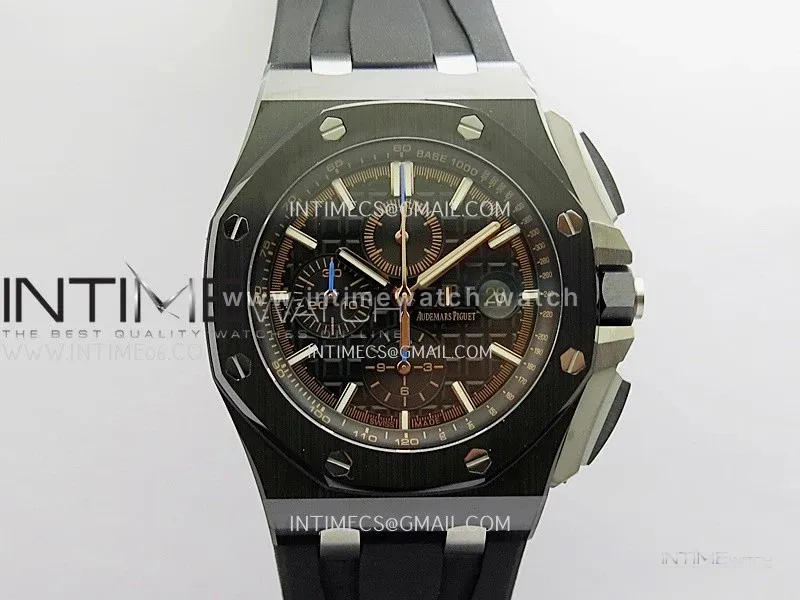 Royal Oak Offshore 44mm Black Ceramic JF 1:1 Best Edition Black Dial On Black Rubber Strap A3126