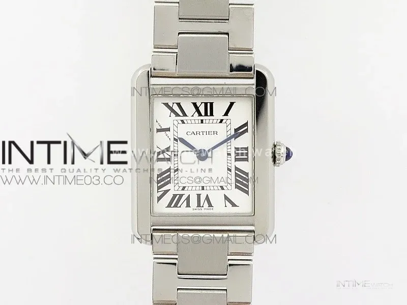 Tank Solo Ladies 25mm SS K11F 1:1 Best Edition White Dial on SS Bracelet Ronda Quartz