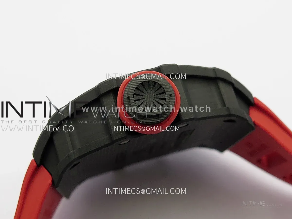 RM035-01 Black NTPT GTF Best Edition Skeleton Dial On Red Rubber Strap Super Clone RMUL2 (Free Sprung)