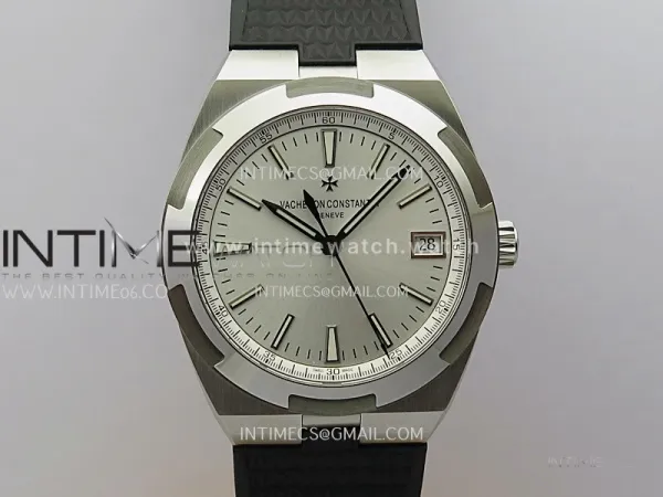 Overseas 4500V SS ZF 1:1 Best Edition Silver Dial on Black Rubber Strap Asian Super Clone 5100 V2