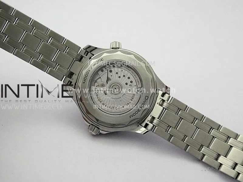 Seamaster Diver 300M Black Ceramic Bezel Free Sprung ORF 1:1 White Dial On SS Bracelet Asian Super Clone 8800
