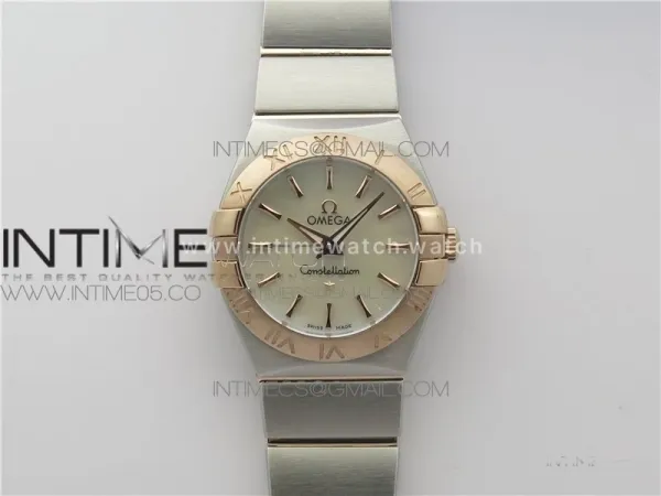 Constellation Ladies 27mm K11F 1:1 Best Edition SS/RG White MOP Dial Diamonds Markers on SS/RG Bracelet ETA Quartz