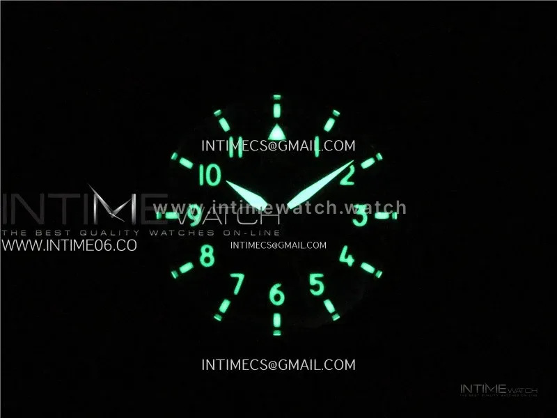 Big Pilot IW329801 Real Ceramic M+F 1:1 Best Edition Black Dial on Green Calfskin Strap SEIKO 8N-24