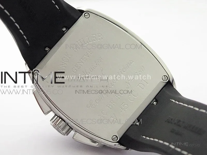 Vanguard V45 Chrono Brushed SS Pave Crystals ABF Best Edition Black Dial on Black Gummy Strap A7750