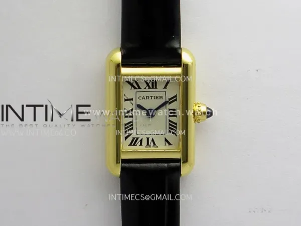 Tank Must Mini 16.5mm YG 8848F 1:1 Best Edition White Dial On Black Leather Strap Ronda Quartz