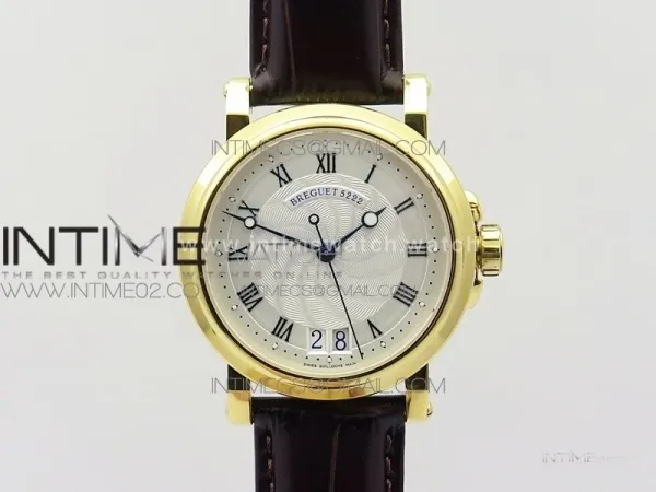 Marine 5222 YG HGF 1:1 Best Edition White Dial On black Leather Strap Asian Cal.517GG(Free rubber strap)