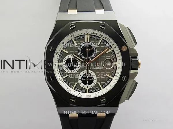 Royal Oak Offshore 44mm Black Ceramic JF 1:1 Best Edition Gray Dial On Black Rubber Strap A3126