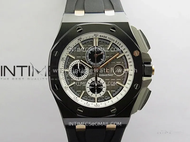 Royal Oak Offshore 44mm Black Ceramic JF 1:1 Best Edition Gray Dial On Black Rubber Strap A3126