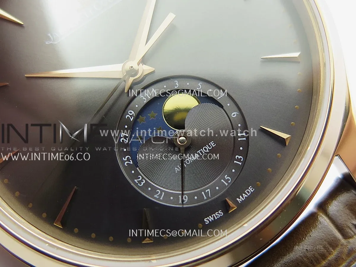 Master Ultra Thin Moon 1368420 RG GF 1:1 Best Edition Gray Dial on Brown Leather Strap Asian 925