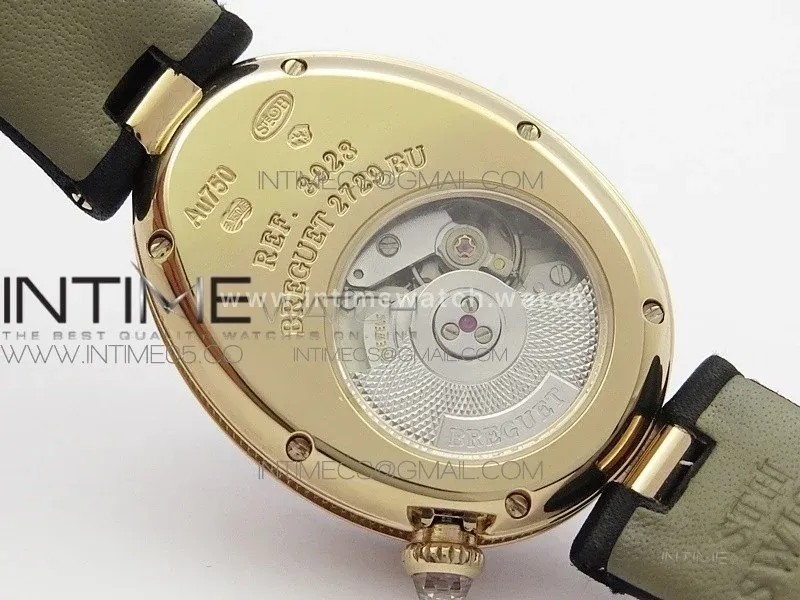 Reine de Naples 8928BB 33mm RG ZF 1:1 Best Edition White MOP Dial Numeral Markers Diamonds Bezel on Black Fabric Strap A537