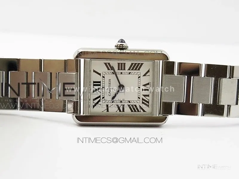Tank Solo Ladies 25mm SS K11F 1:1 Best Edition White Dial on SS Bracelet Ronda Quartz