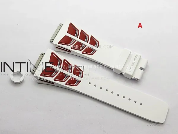 3AF 1:1 Richard Mille Shark Dual Color Rubber Straps Include Crown O Ring For RM055 And RM035 Watches