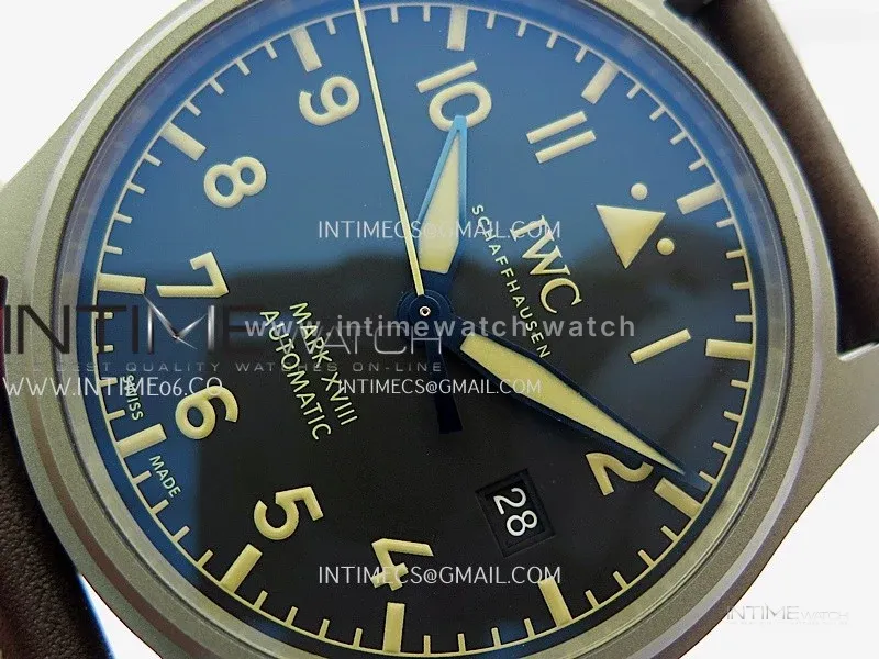 Mark XVIII IW327006 Titanium MZF 1:1 Best Edition Black Dial On Brown Leather Strap A2892