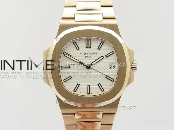 Nautilus Jumbo 5711 RG BP 1:1 Best Edition White Textured Dial on RG Bracelet MIYOTA 9015