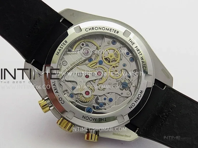 Speedmaster Professional SS/YG N1F Best Edition Silver Dial Gold Subdial On Black Rubber Strap Asian 3861