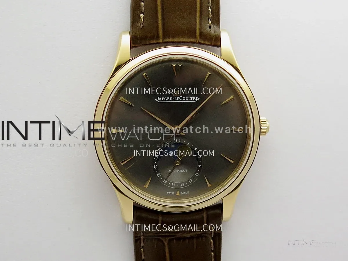 Master Ultra Thin Moon 1368420 RG GF 1:1 Best Edition Gray Dial on Brown Leather Strap Asian 925