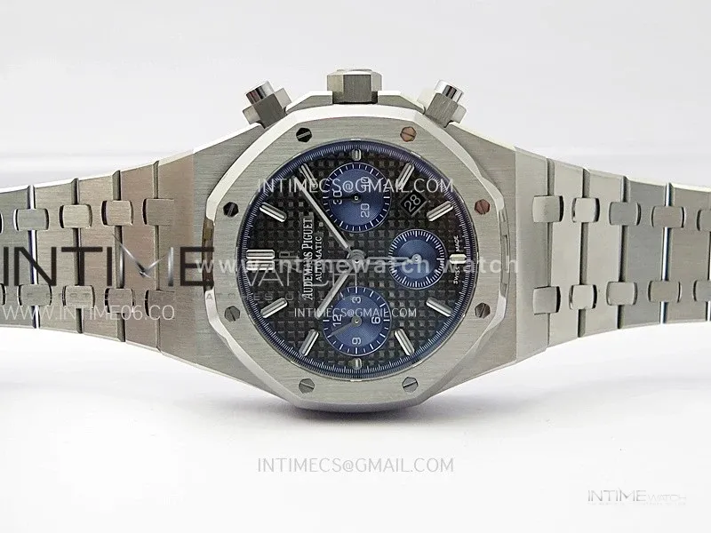 Royal Oak Chrono 26331ST SS IPF 1:1 Best Edition Black Dial Blue subdial on SS Bracelet A7750