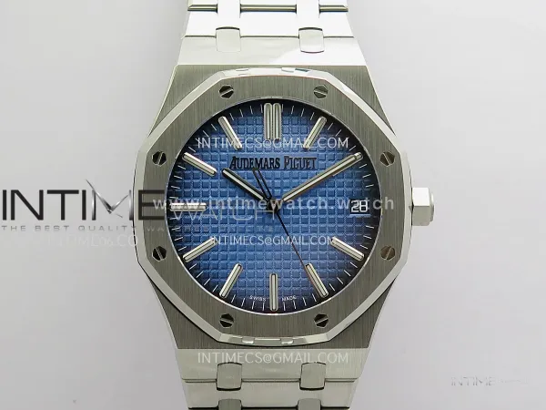 Royal Oak 41mm 15510 SS JF 1:1 Best Edition Blue Ombre Dial On SS Bracelet Super Clone DD4302 (Free Sprung Look)